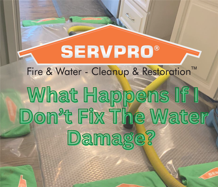 SERVPRO working with green text box and orange SERVPRO logo