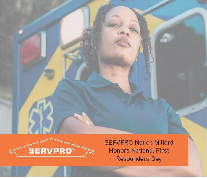 First responder with orange text box and SERVPRO logo 