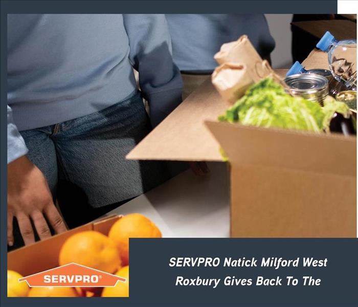 Food drive with dark background and SERVPRO Logo
